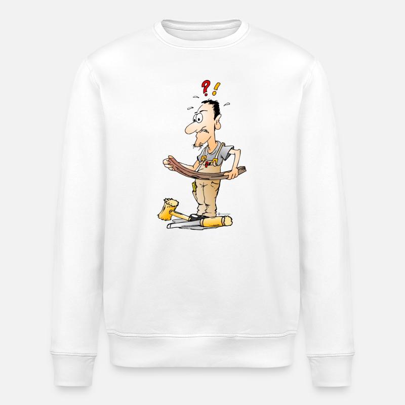 Tischler Karikatur - Stanley/Stella Unisex Bio-Sweatshirt ROLLER - Weiß