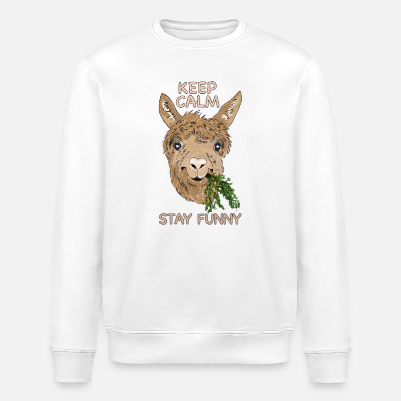 Keep calm stay funny - Alpaca - Stanley/Stella ROLLER Unisex Organic Sweatshirt - white