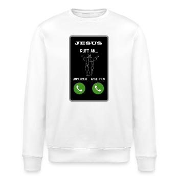 Jesus ruft an - Stanley/Stella Unisex Bio-Sweatshirt ROLLER - Weiß - Vorne - Nik (191cm)