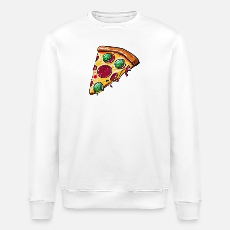 Illustration de pizza aux olives vertes - Sweat bio ROLLER Stanley/Stella Unisexe - blanc