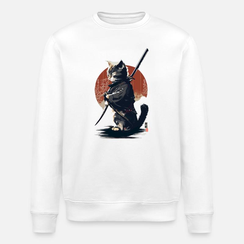 Kawaii Neko Samurai : chat samouraï - Sweat bio ROLLER Stanley/Stella Unisexe - blanc