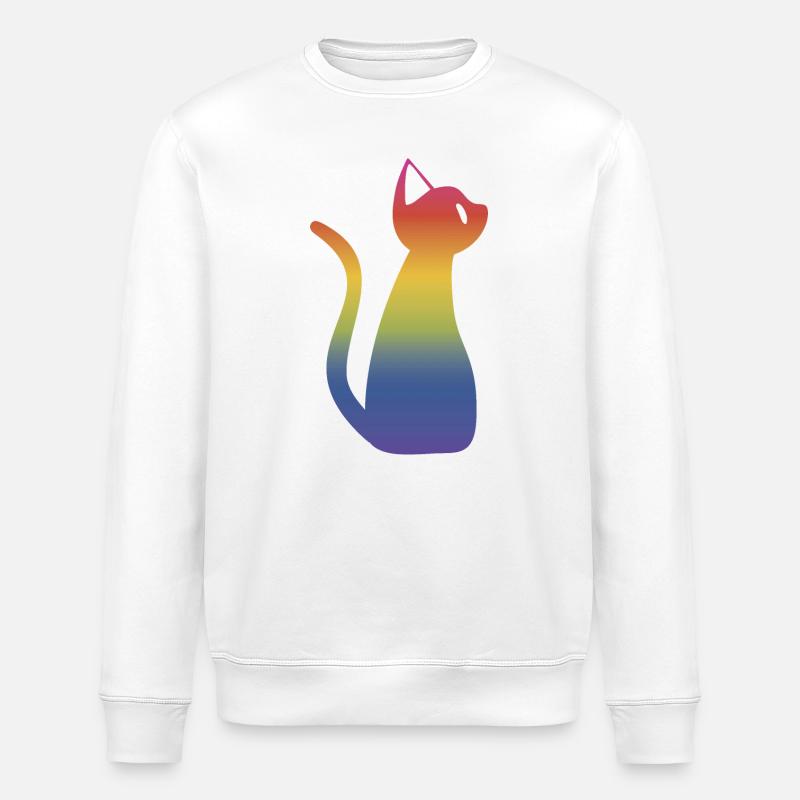 Regenbogen Katze - Stanley/Stella Unisex Bio-Sweatshirt ROLLER - Weiß