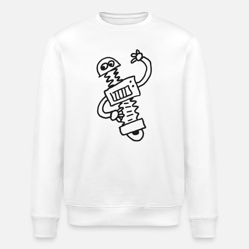 Spiralkabel Roboter Zeichnung - Stanley/Stella Unisex Bio-Sweatshirt ROLLER - Weiß