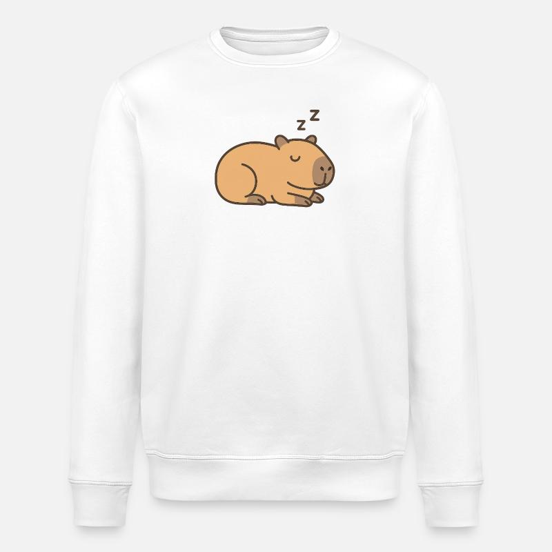 Schlafendes Wasserschwein - Stanley/Stella Unisex Bio-Sweatshirt ROLLER - Weiß