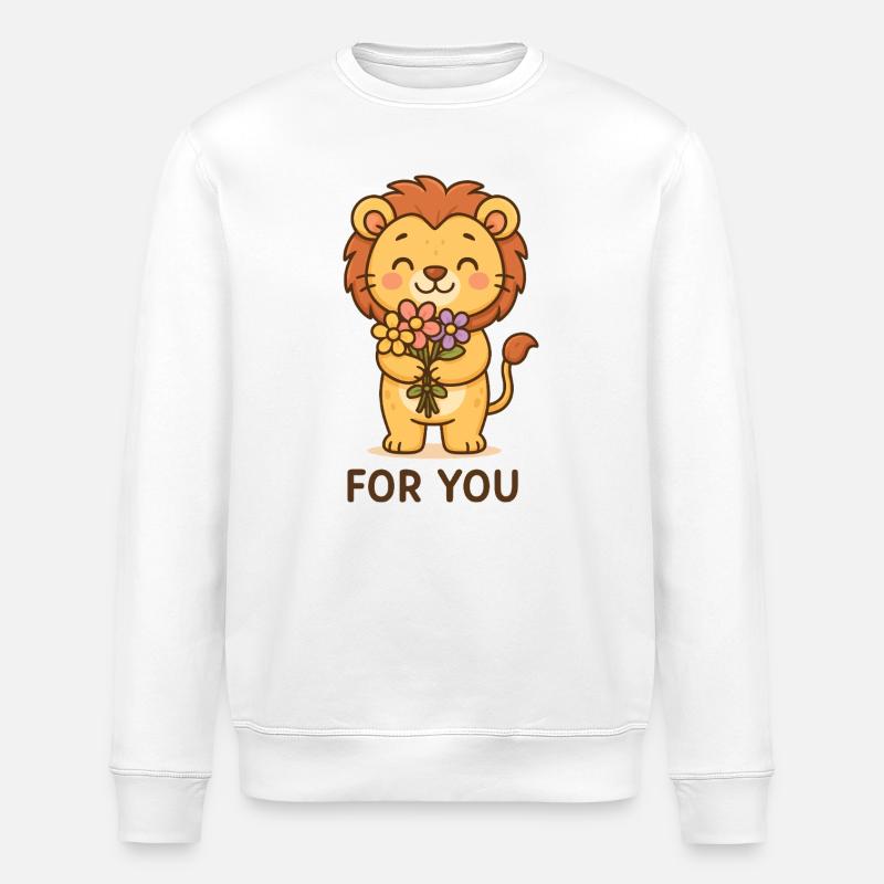 Lion aux fleurs salut - Sweat bio ROLLER Stanley/Stella Unisexe - blanc