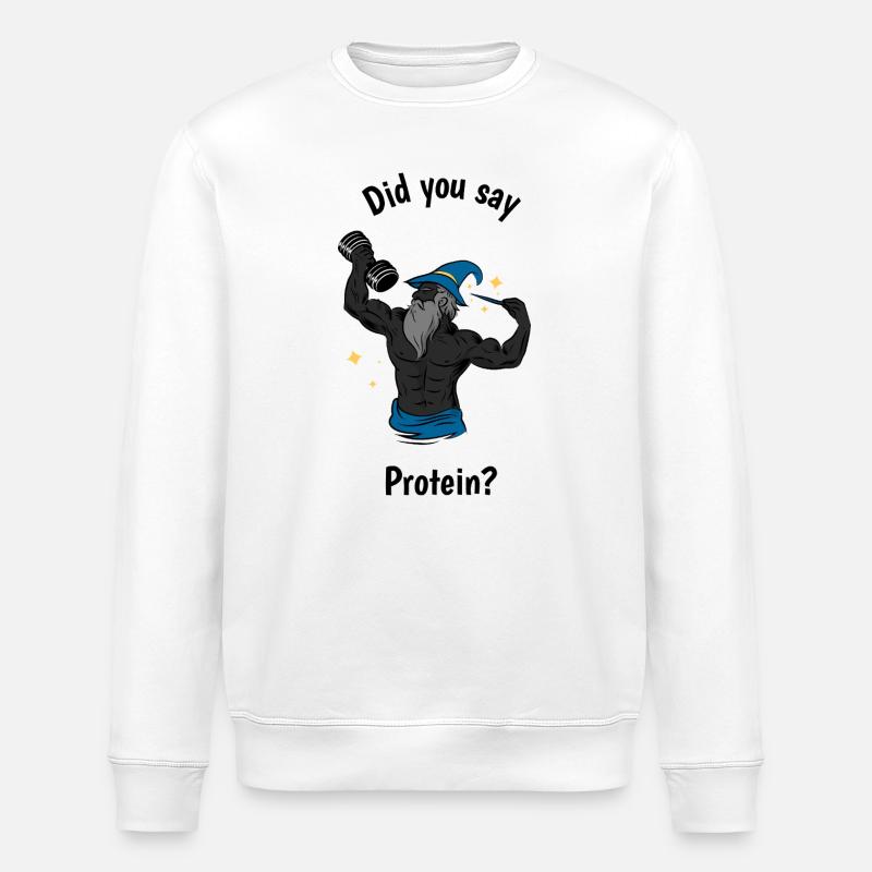 Sagten Sie Protein? - Stanley/Stella Unisex Bio-Sweatshirt ROLLER - Weiß