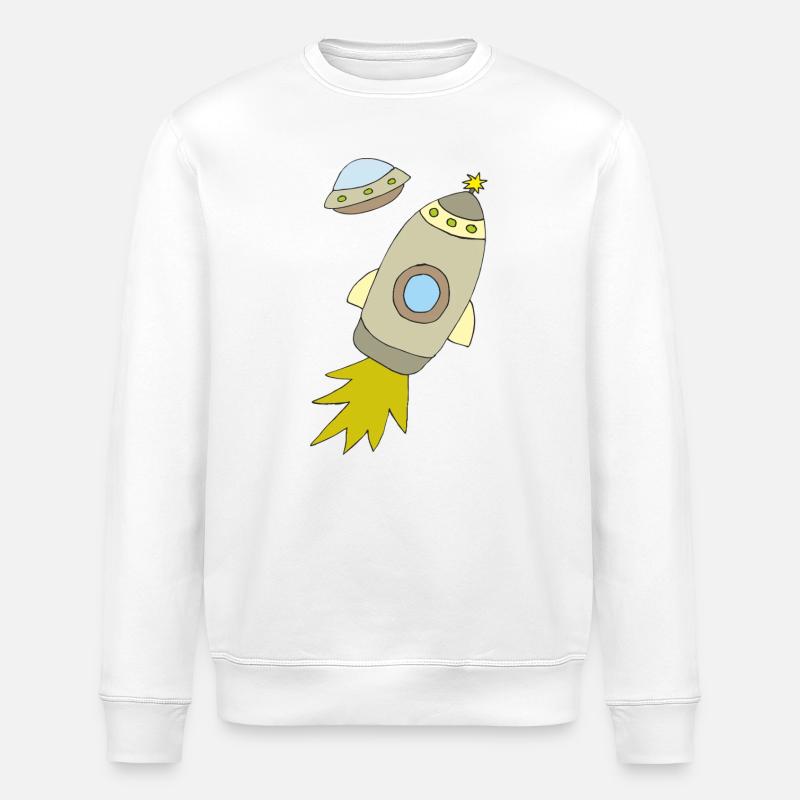Weltraumrakete mit leuchtendem Antrieb - Stanley/Stella Unisex Bio-Sweatshirt ROLLER - Weiß