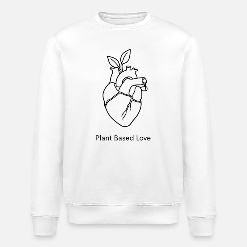 Plantbased Love – Herz & Blatt Fine Line - Stanley/Stella Unisex Bio-Sweatshirt ROLLER - Weiß
