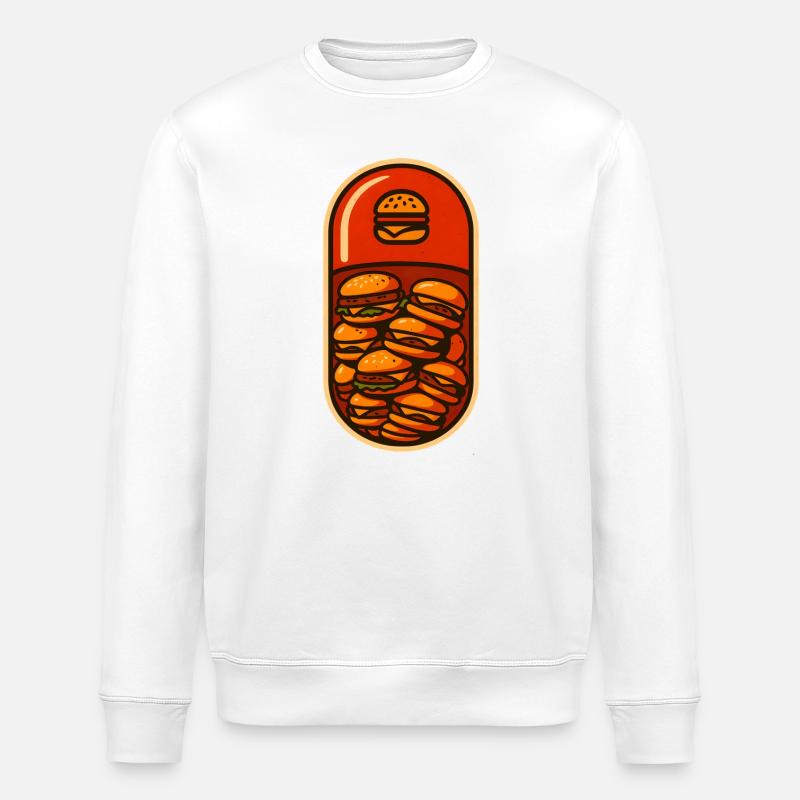 Funny Hamburger Stack Lover Design - Stanley/Stella ROLLER Unisex Organic Sweatshirt - white