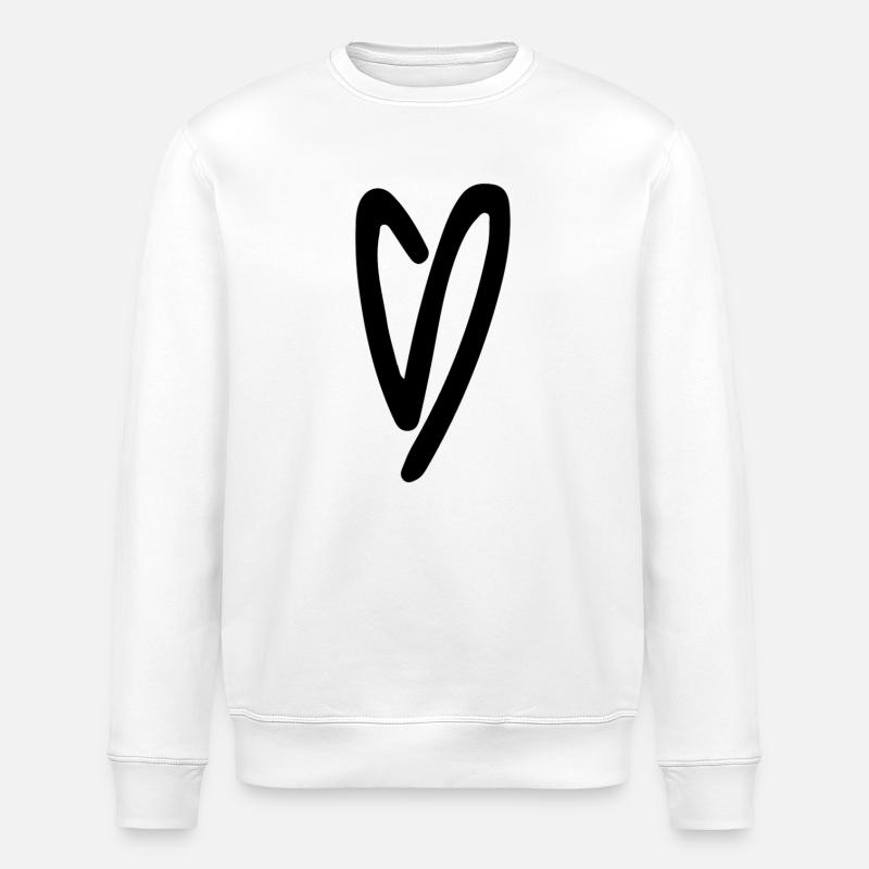 Handgezeichnetes Herzlinien-Design - Stanley/Stella Unisex Bio-Sweatshirt ROLLER - Weiß