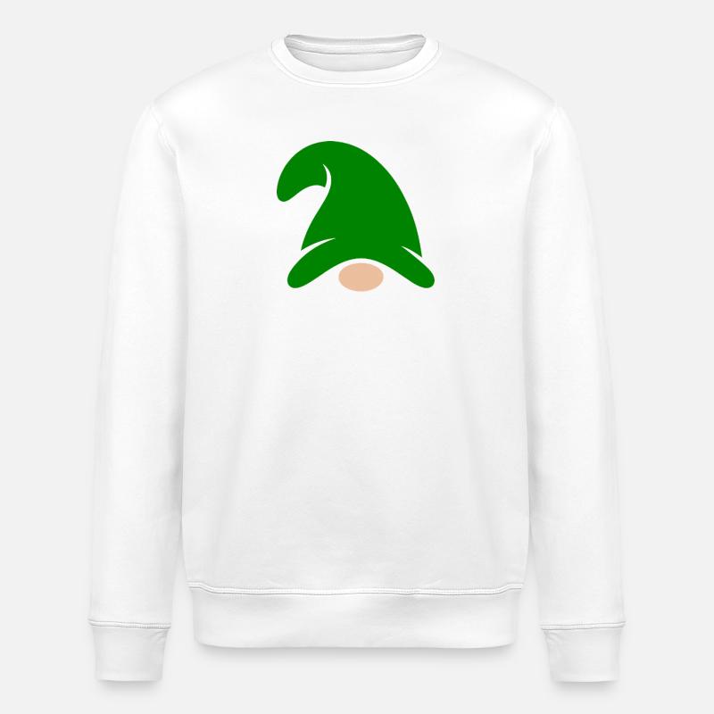 Gartenzwerg mit grünem Hut - Stanley/Stella Unisex Bio-Sweatshirt ROLLER - Weiß
