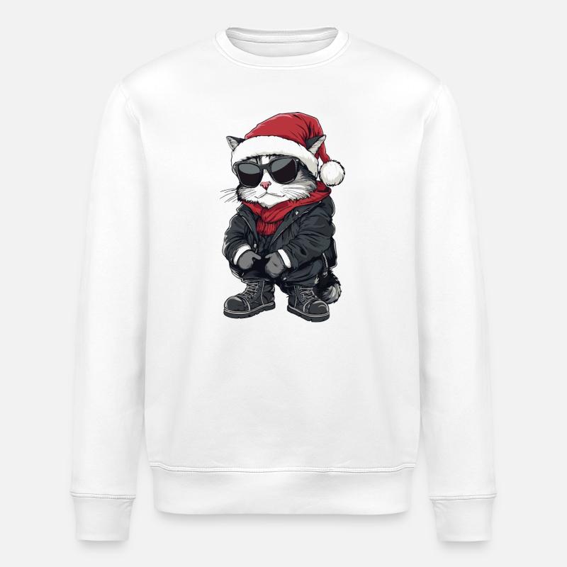 Katze Weihnachten Winter - Stanley/Stella Unisex Bio-Sweatshirt ROLLER - Weiß