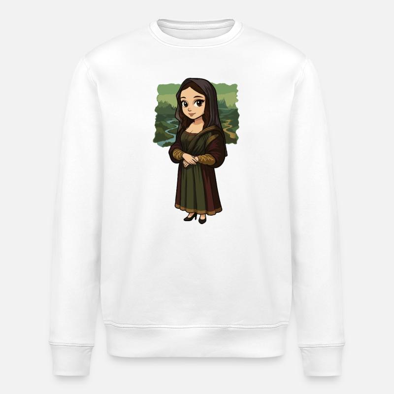 Mona Lisa Chibi style - Stanley/Stella ROLLER Unisex Organic Sweatshirt - white