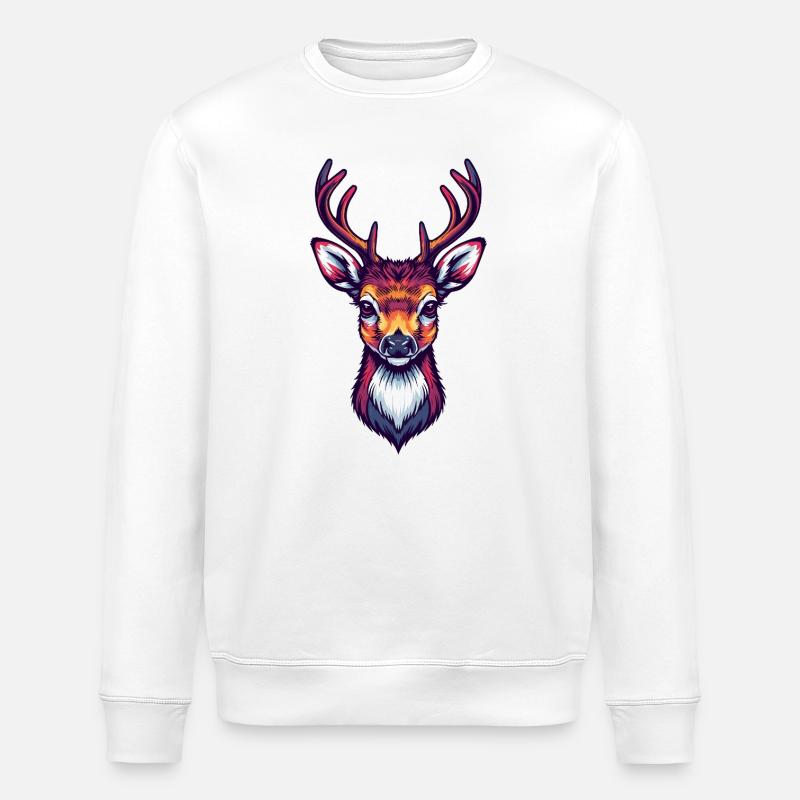Tête de cerf Cool mignonne - Sweat bio ROLLER Stanley/Stella Unisexe - blanc
