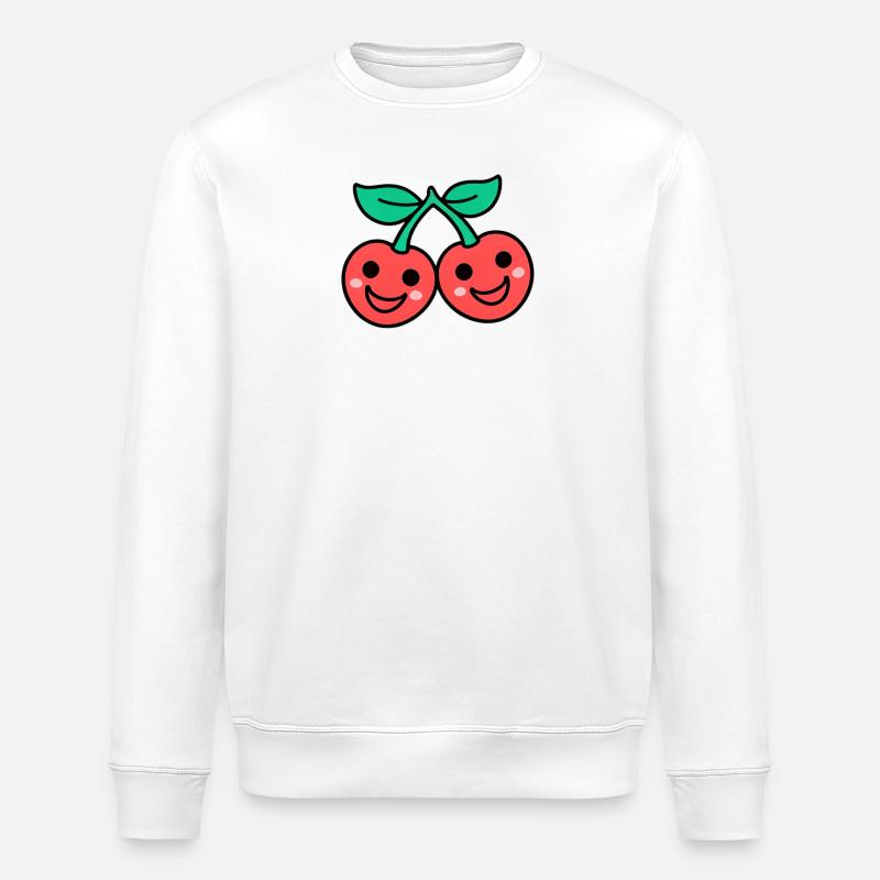 Kirschen-Duo im Kawaii-Stil - Stanley/Stella Unisex Bio-Sweatshirt ROLLER - Weiß