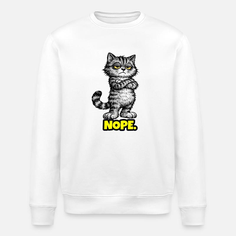 Nope. – Grumpy Katze (Chef Vibes) - Stanley/Stella ROLLER Unisex Organic Sweatshirt - white
