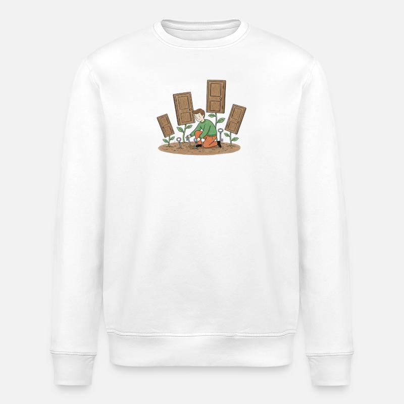 Gardener Growing Doors - Stanley/Stella ROLLER Unisex Organic Sweatshirt - white