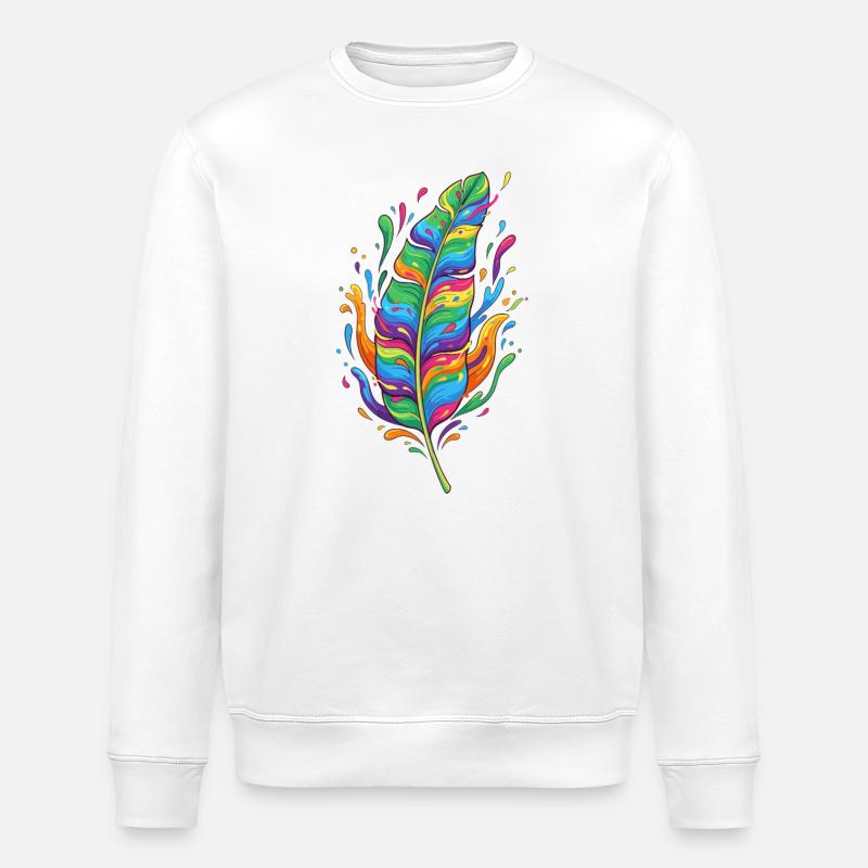 Regenbogenfeder Farbexplosion - Stanley/Stella Unisex Bio-Sweatshirt ROLLER - Weiß