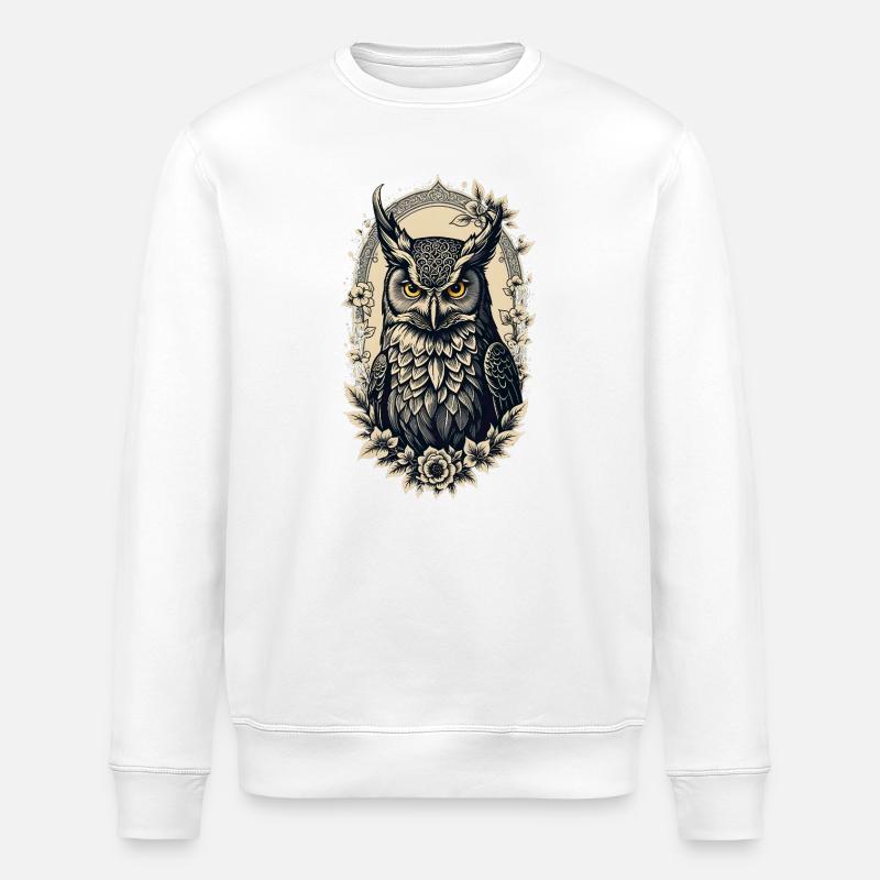 Noble Long-eared Owl - Stanley/Stella ROLLER Unisex Organic Sweatshirt - white