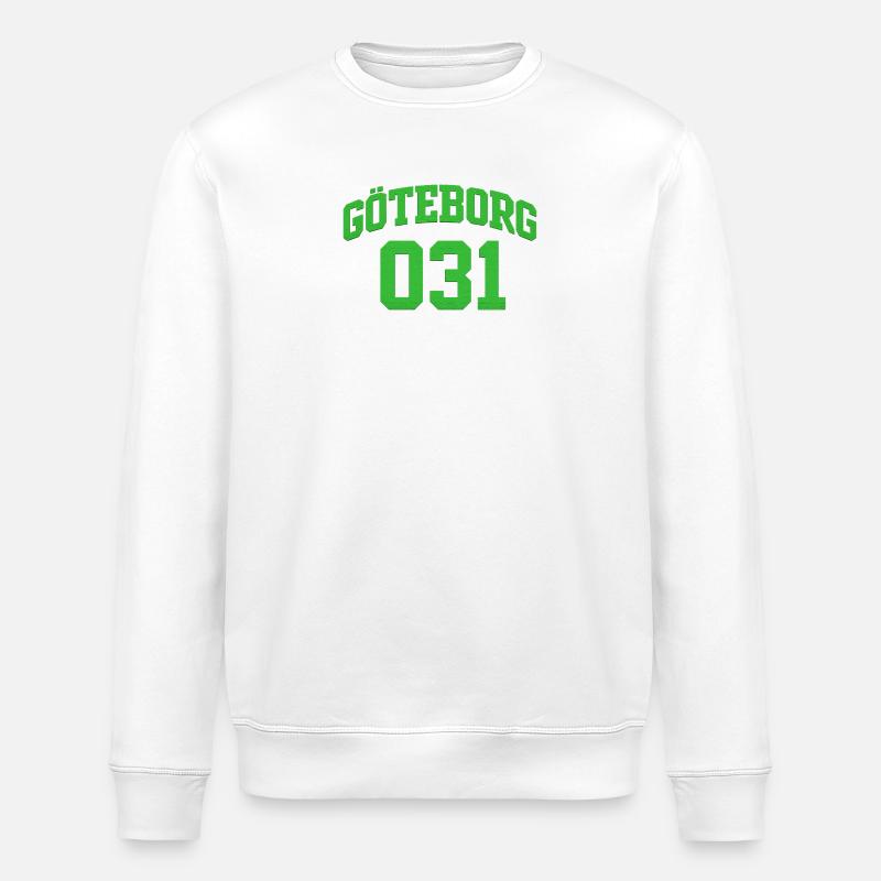 Göteborg 031 Bloc vert Texte - Sweat bio ROLLER Stanley/Stella Unisexe - blanc