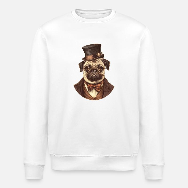 Steampunk Mops - Stanley/Stella Unisex Bio-Sweatshirt ROLLER - Weiß