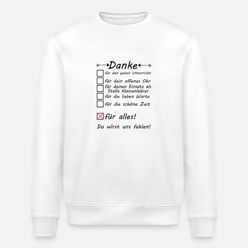 Stellv Klassenlehrer Abschied Abschiedsgeschenk - Stanley/Stella Unisex Bio-Sweatshirt ROLLER - Weiß