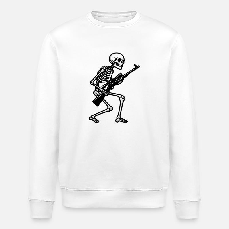 skeleton with sniper rifle - Stanley/Stella ROLLER Unisex Organic Sweatshirt - white