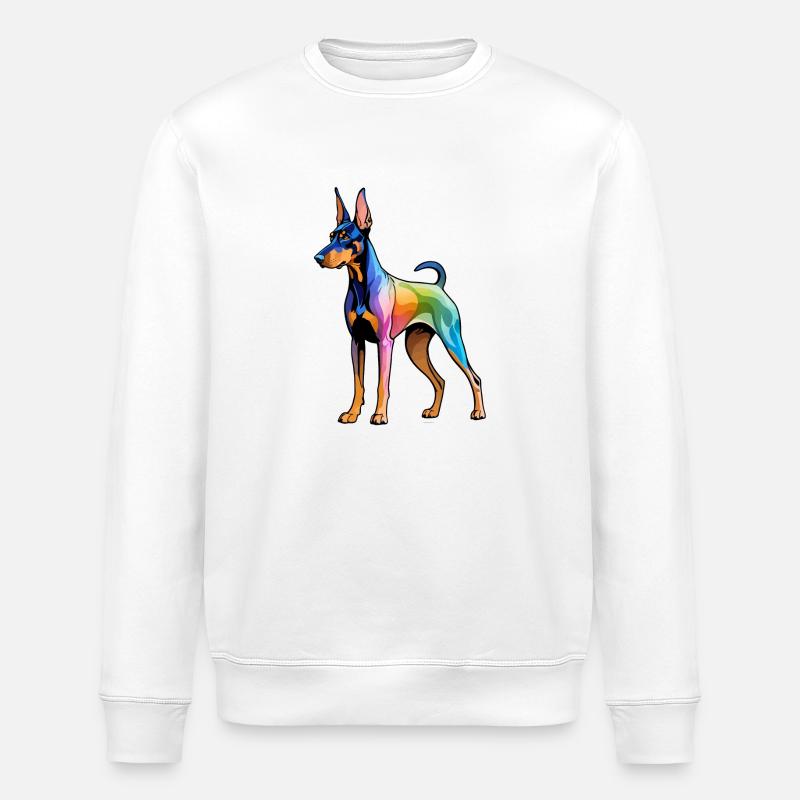 Dobermann Wasserfarben - Stanley/Stella Unisex Bio-Sweatshirt ROLLER - Weiß