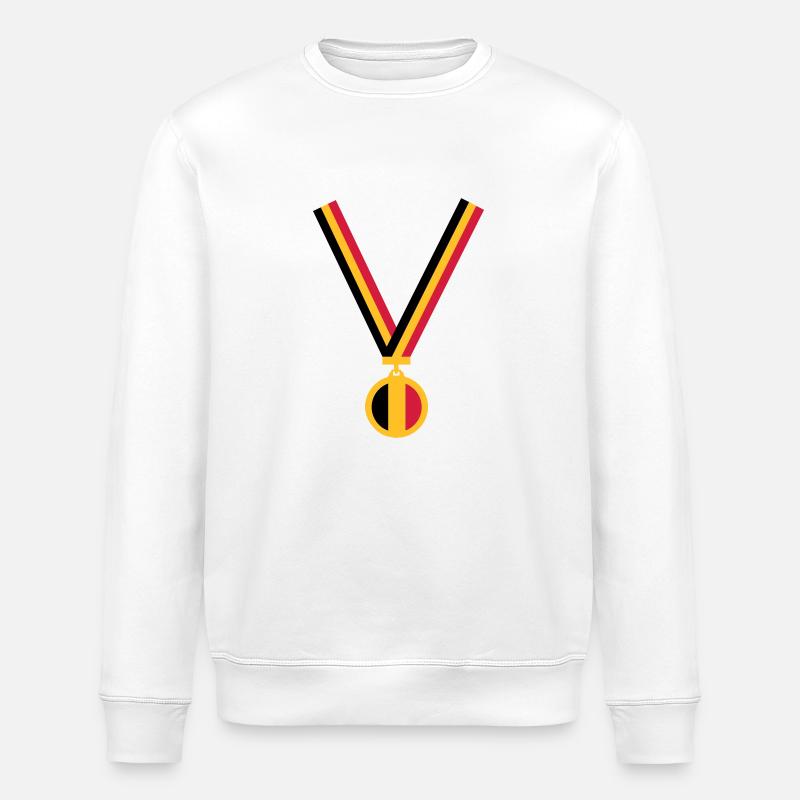 gold_medaille_be_flag_3_clr - Stanley/Stella Unisex Bio-Sweatshirt ROLLER - Weiß