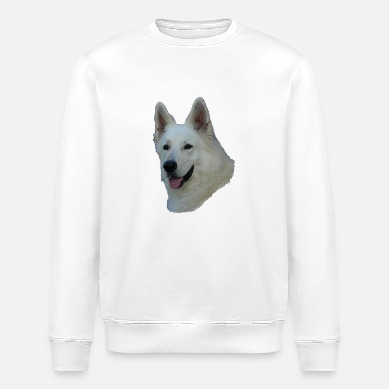 White German Shepherd head - Stanley/Stella ROLLER Unisex Organic Sweatshirt - white