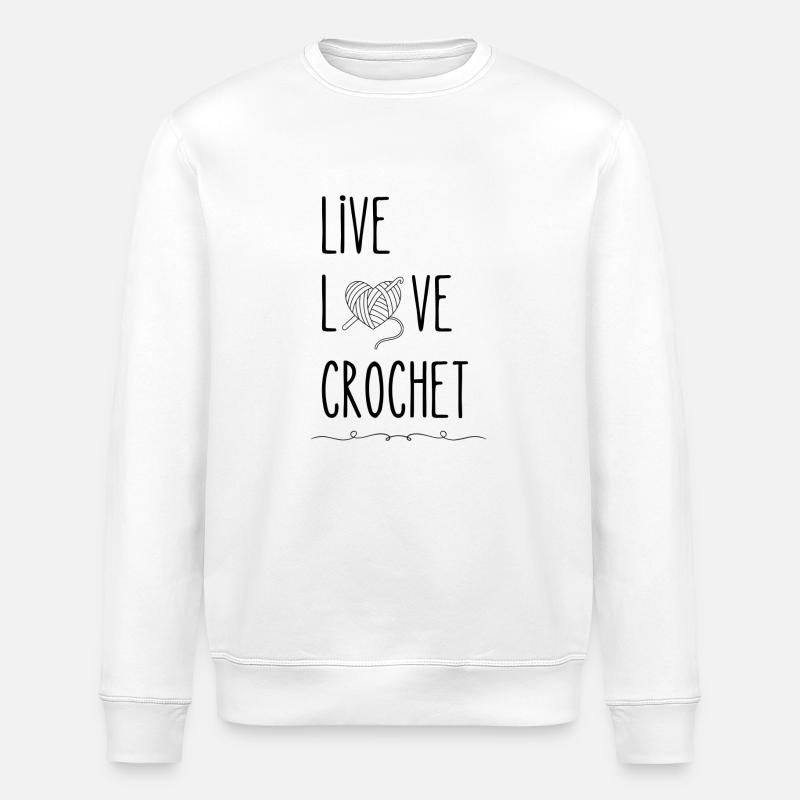 Live Love Crochet Häkeln - Stanley/Stella Unisex Bio-Sweatshirt ROLLER - Weiß