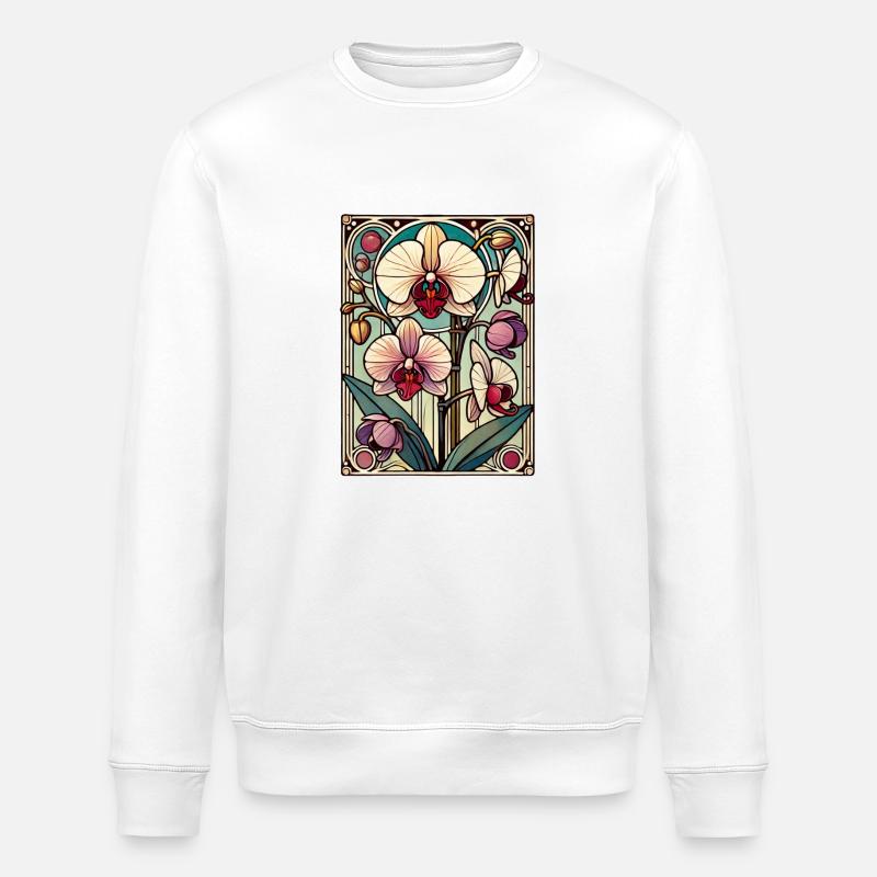 Stained Class Orchid - Stanley/Stella ROLLER Unisex Organic Sweatshirt - white