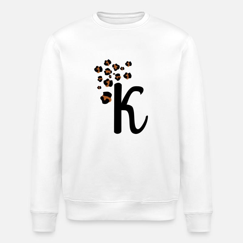 Letter k leopard patterns - Stanley/Stella ROLLER Unisex Organic Sweatshirt - white