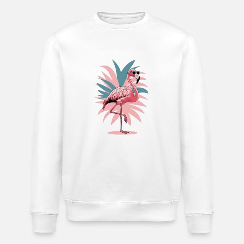 Tropicool Flamingo - Stanley/Stella Unisex Bio-Sweatshirt ROLLER - Weiß