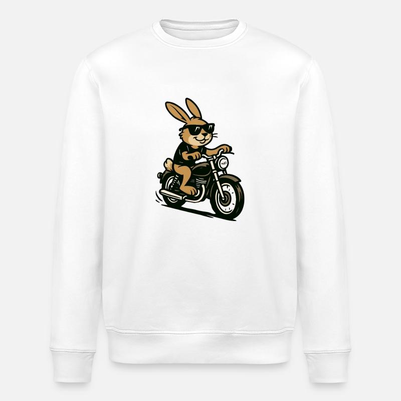 Rabbit Biker - Stanley/Stella ROLLER Unisex Organic Sweatshirt - white