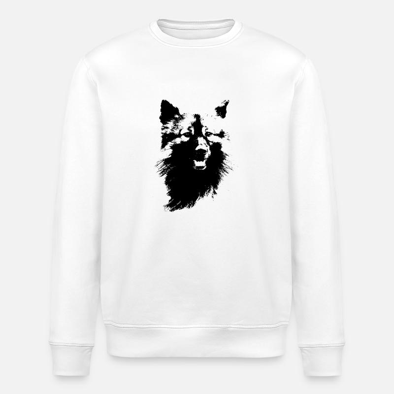 Wolfsspitz head - Stanley/Stella ROLLER Unisex Organic Sweatshirt - white
