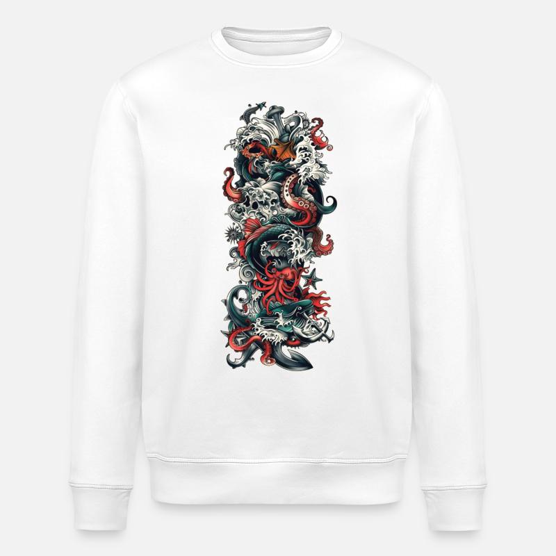 Sailor Tattoo Sleve - Sweat bio ROLLER Stanley/Stella Unisexe - blanc