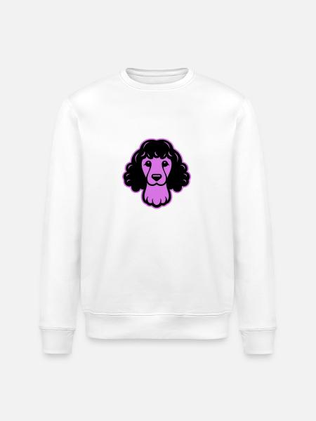 Poodle Dog Head - Stanley/Stella ROLLER Unisex Organic Sweatshirt - white