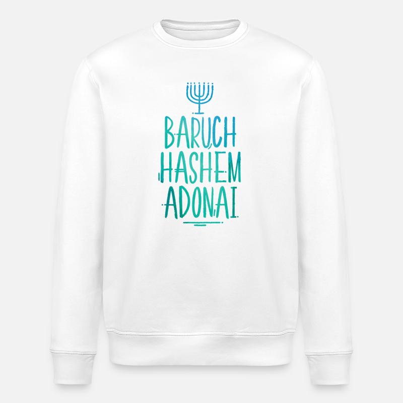Baruch Hashem Adonai - Stanley/Stella Unisex Bio-Sweatshirt ROLLER - Weiß