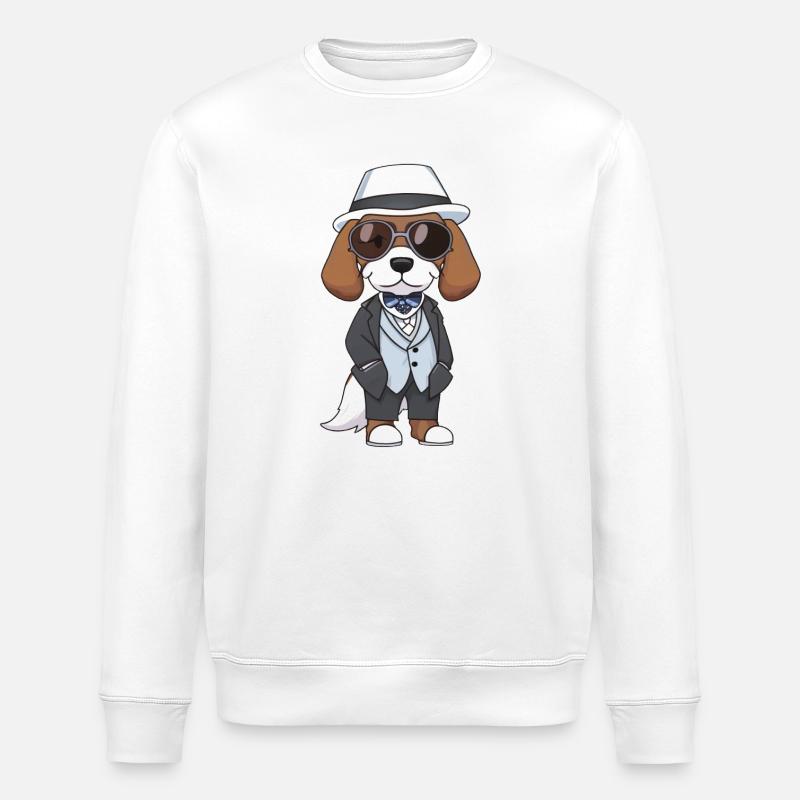 beagle hut brille - Stanley/Stella Unisex Bio-Sweatshirt ROLLER - Weiß