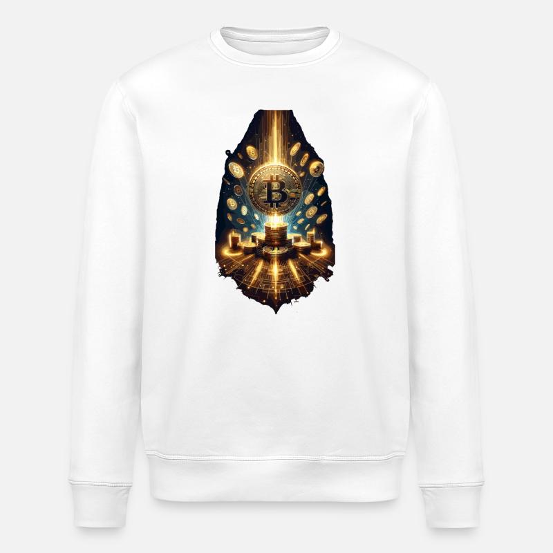 Bitcoin Explosion Digital Artwork - Stanley/Stella ROLLER Unisex Organic Sweatshirt - white