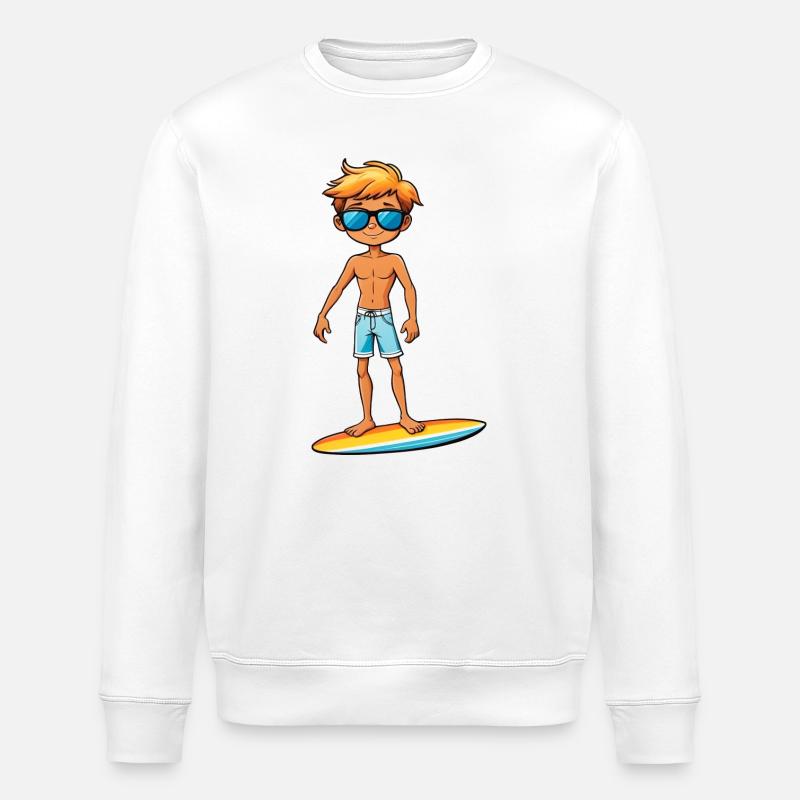Cool Young Surfer Dude Boy - Stanley/Stella ROLLER Unisex Organic Sweatshirt - white