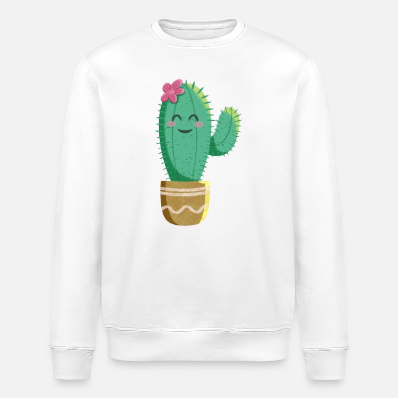 Cactus mignon avec fleur - Sweat bio ROLLER Stanley/Stella Unisexe - blanc