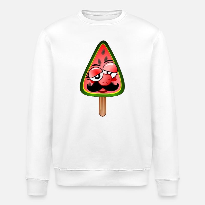 GLACE PASTÈQUE HOMME MOUSTACHE - Sweat bio ROLLER Stanley/Stella Unisexe - blanc