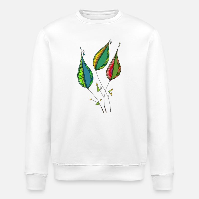 Feuilles abstraites - Sweat bio ROLLER Stanley/Stella Unisexe - blanc