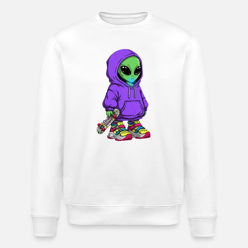 Alien Jugend Streetwear Kapuzenpullover - Stanley/Stella Unisex Bio-Sweatshirt ROLLER - Weiß