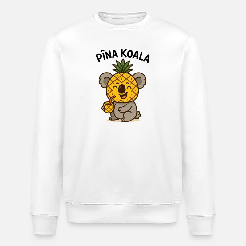Koala mit Ananas und Fruchtdrink - Stanley/Stella Unisex Bio-Sweatshirt ROLLER - Weiß