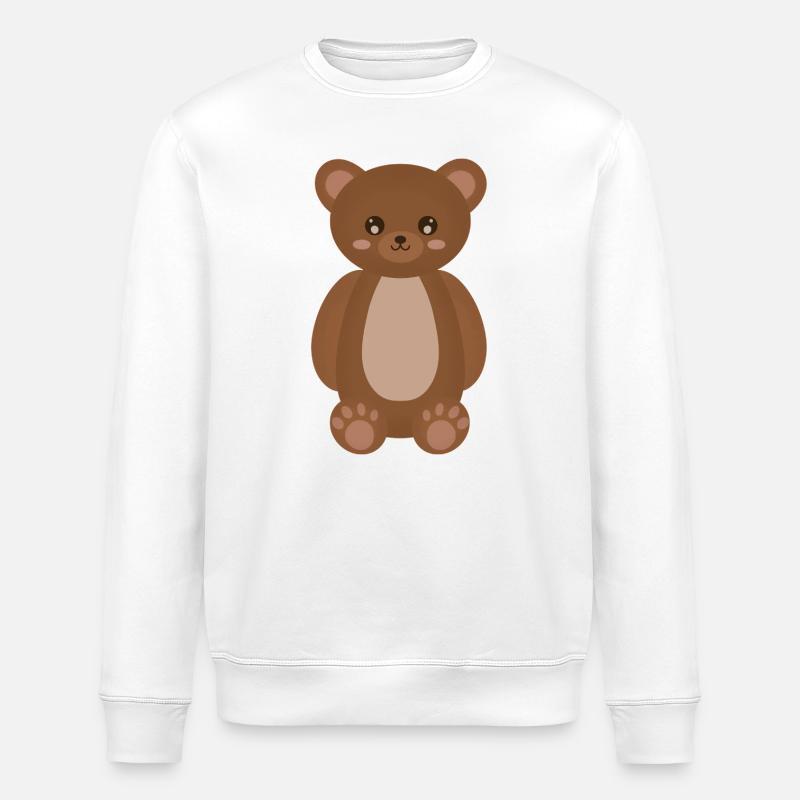Gemütlicher Braunbär Plüsch - Stanley/Stella Unisex Bio-Sweatshirt ROLLER - Weiß