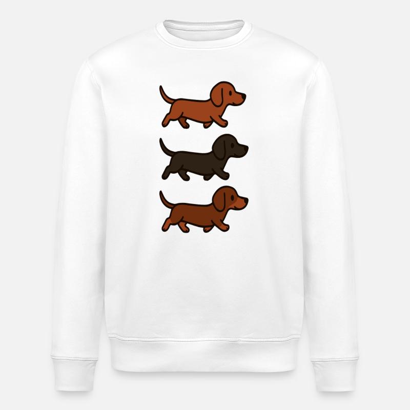 Lauf-Dackel-Muster-Hunde-Illustration - Stanley/Stella Unisex Bio-Sweatshirt ROLLER - Weiß