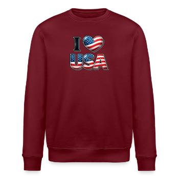 I Love USA – Message patriotique emblème drapeau - Sweat bio ROLLER Stanley/Stella Unisexe - blanc - Devant - Nik (191cm)
